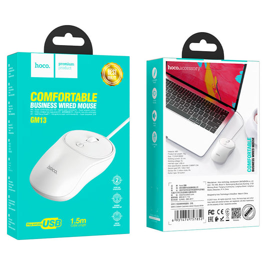 Hoco GM13 wired mouse – White